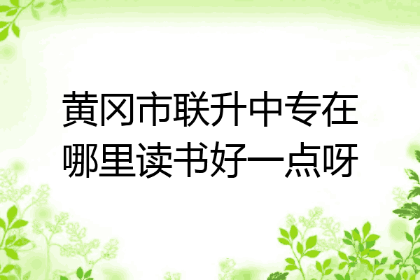 黄冈市联升中专在哪里读书好一点呀