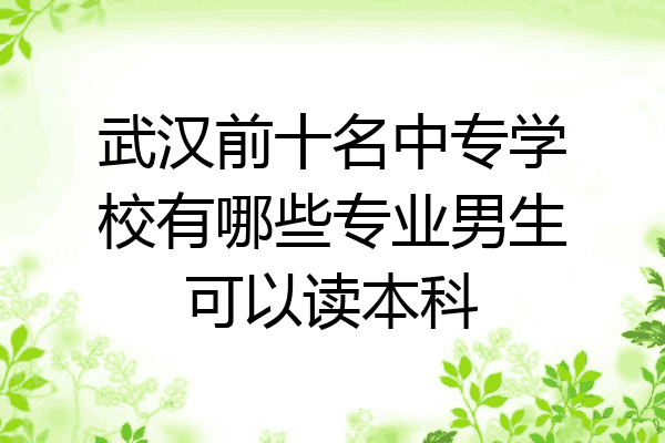 武汉前十名中专学校有哪些专业男生可以读本科