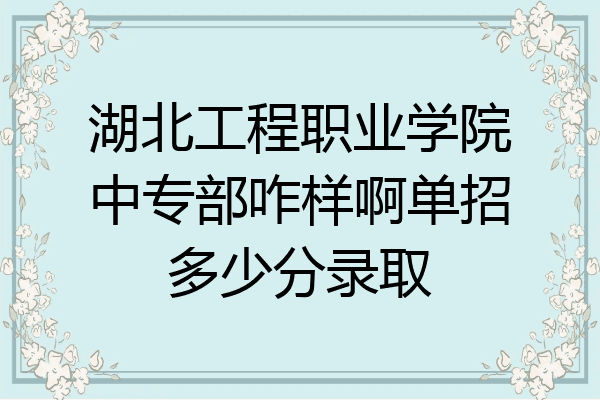 湖北工程职业学院中专部咋样啊单招多少分录取