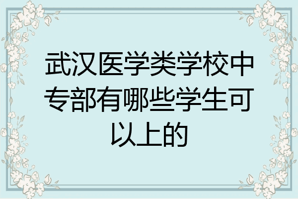 武汉医学类学校中专部有哪些学生可以上的