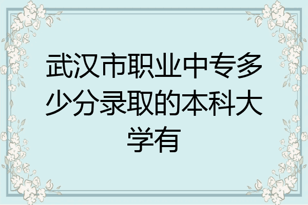武汉市职业中专多少分录取的本科大学有