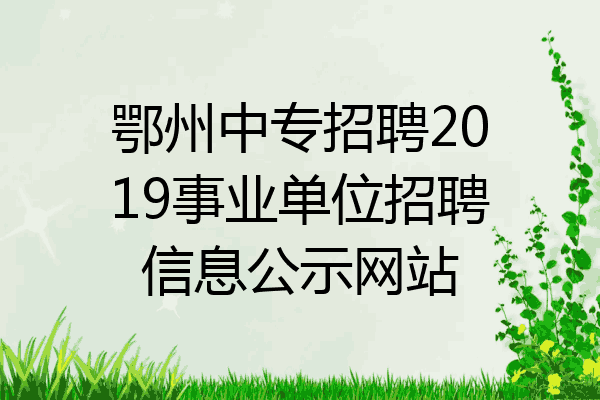 鄂州中专招聘2019事业单位招聘信息公示网站