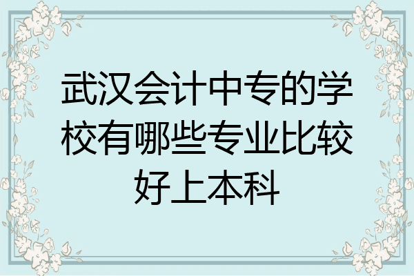 武汉会计中专的学校有哪些专业比较好上本科
