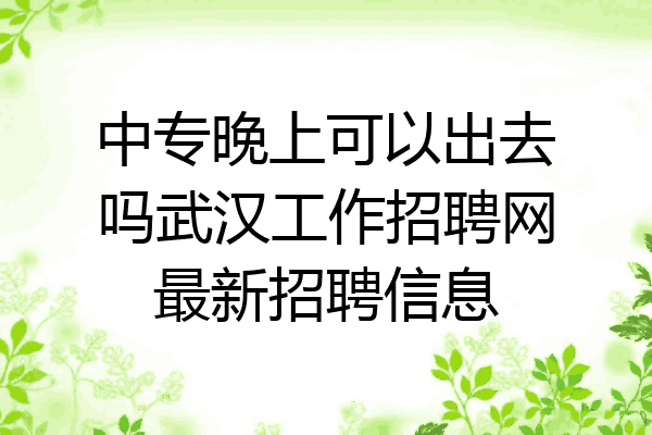 中专晚上可以出去吗武汉工作招聘网最新招聘信息