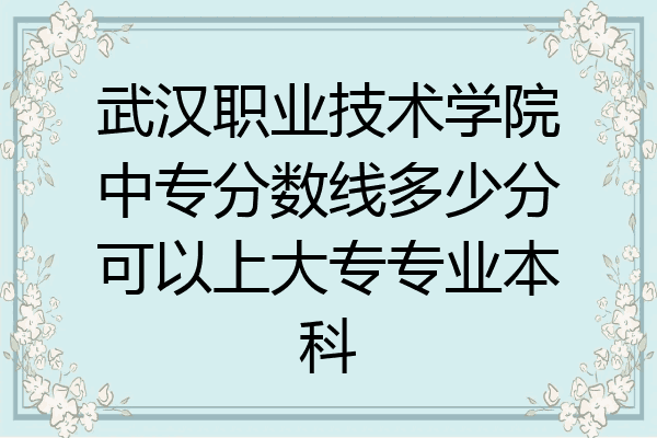 武汉职业技术学院中专分数线多少分可以上大专专业本科
