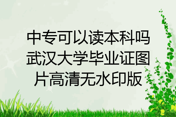 中专可以读本科吗武汉大学毕业证图片高清无水印版