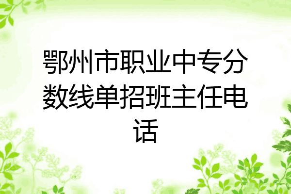鄂州市职业中专分数线单招班主任电话