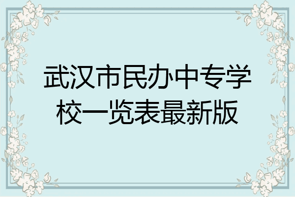 武汉市民办中专学校一览表最新版