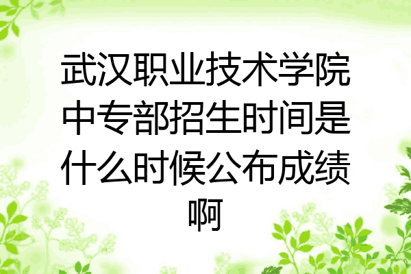 武汉职业技术学院中专部招生时间是什么时候公布成绩啊