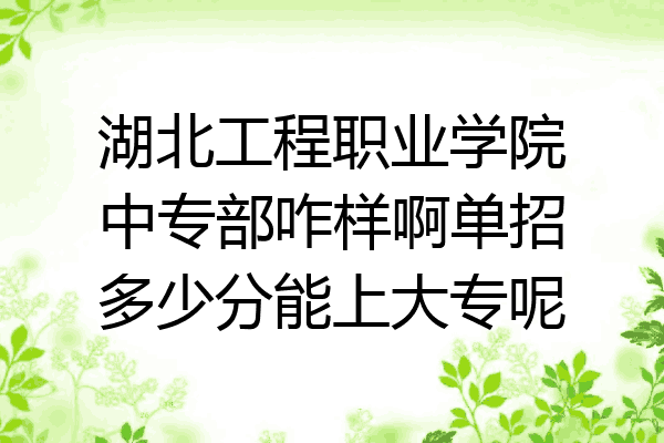 湖北工程职业学院中专部咋样啊单招多少分能上大专呢