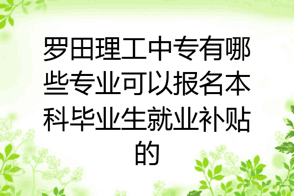 罗田理工中专有哪些专业可以报名本科毕业生就业补贴的