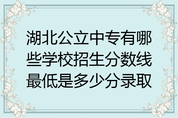 湖北公立中专有哪些学校招生分数线最低是多少分录取