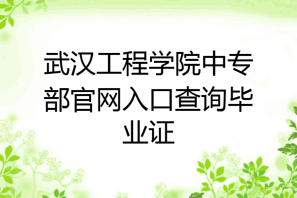 武汉工程学院中专部官网入口查询毕业证