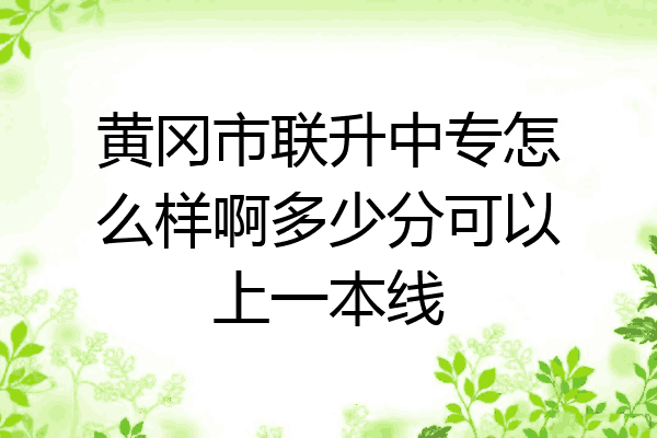 黄冈市联升中专怎么样啊多少分可以上一本线