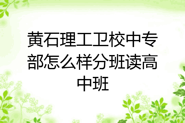 黄石理工卫校中专部怎么样分班读高中班