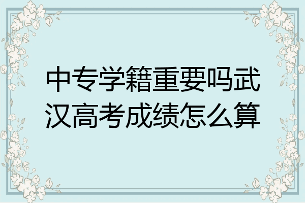 中专学籍重要吗武汉高考成绩怎么算