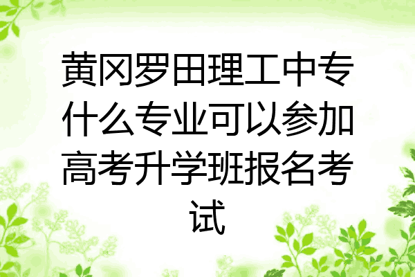 黄冈罗田理工中专什么专业可以参加高考升学班报名考试