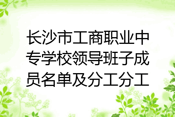 长沙市工商职业中专学校领导班子成员名单及分工分工
