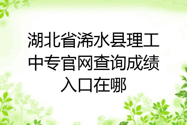 湖北省浠水县理工中专官网查询成绩入口在哪