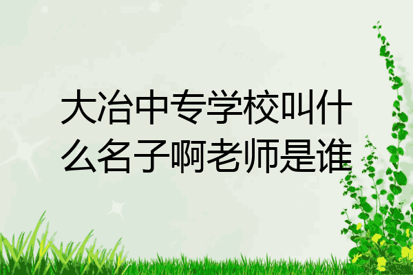 大冶中专学校叫什么名子啊老师是谁