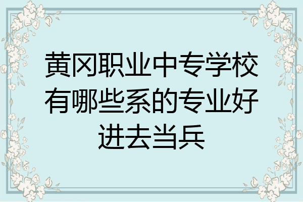 黄冈职业中专学校有哪些系的专业好进去当兵