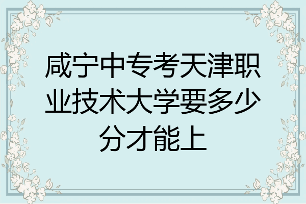 咸宁中专考天津职业技术大学要多少分才能上