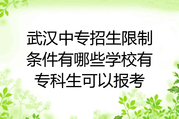 武汉中专招生限制条件有哪些学校有专科生可以报考