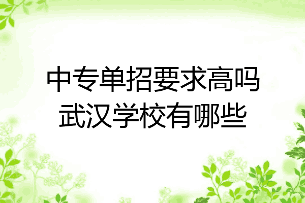 中专单招要求高吗武汉学校有哪些