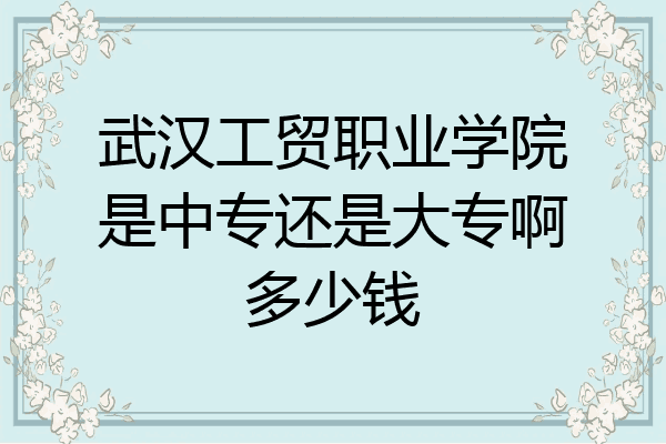 武汉工贸职业学院是中专还是大专啊多少钱
