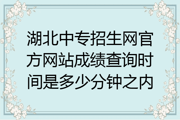 湖北中专招生网官方网站成绩查询时间是多少分钟之内