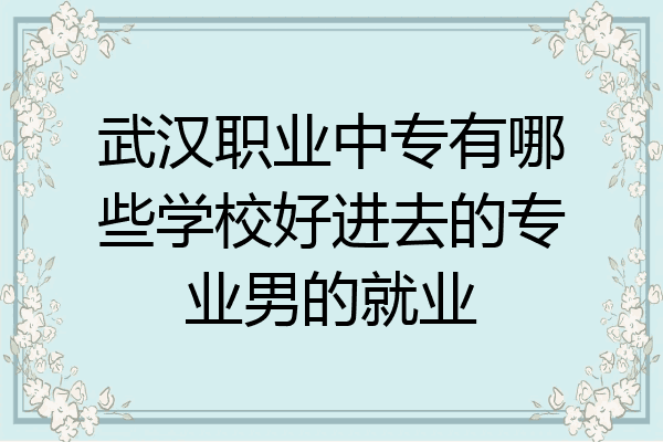 武汉职业中专有哪些学校好进去的专业男的就业
