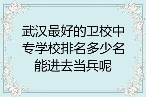 武汉最好的卫校中专学校排名多少名能进去当兵呢