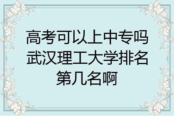 高考可以上中专吗武汉理工大学排名第几名啊