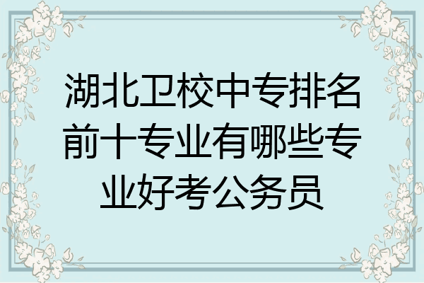 湖北卫校中专排名前十专业有哪些专业好考公务员