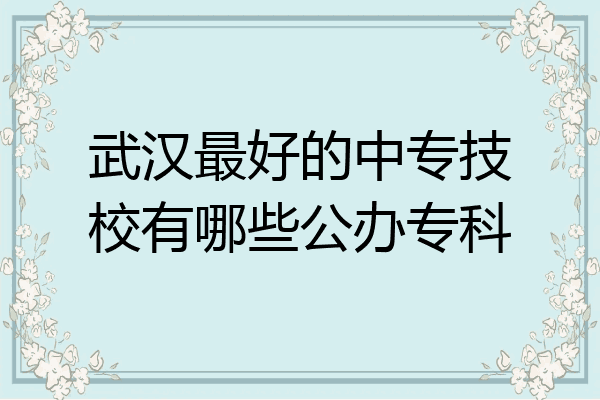 武汉最好的中专技校有哪些公办专科