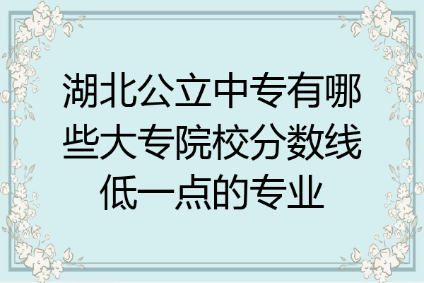 湖北公立中专有哪些大专院校分数线低一点的专业