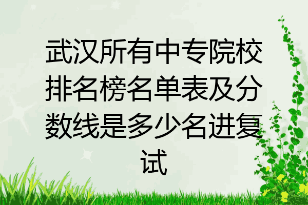 武汉所有中专院校排名榜名单表及分数线是多少名进复试