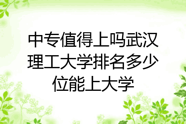 中专值得上吗武汉理工大学排名多少位能上大学