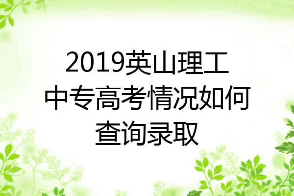 2019英山理工中专高考情况如何查询录取