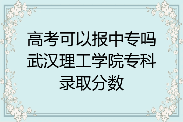 高考可以报中专吗武汉理工学院专科录取分数