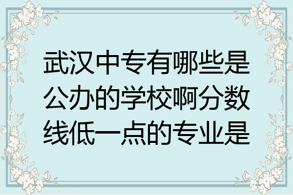武汉中专有哪些是公办的学校啊分数线低一点的专业是