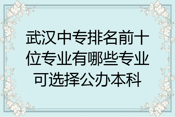 武汉中专排名前十位专业有哪些专业可选择公办本科