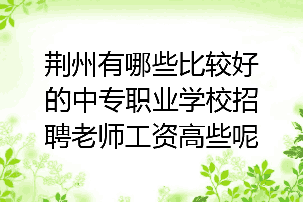 荆州有哪些比较好的中专职业学校招聘老师工资高些呢