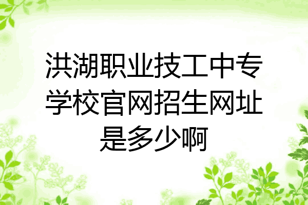 洪湖职业技工中专学校官网招生网址是多少啊