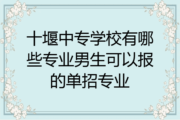 十堰中专学校有哪些专业男生可以报的单招专业
