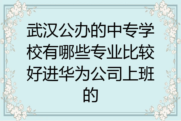 武汉公办的中专学校有哪些专业比较好进华为公司上班的