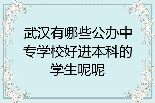 武汉有哪些公办中专学校好进本科的学生呢呢