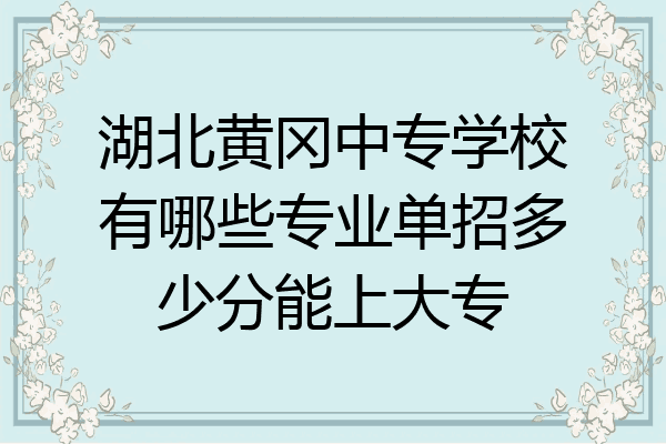 湖北黄冈中专学校有哪些专业单招多少分能上大专