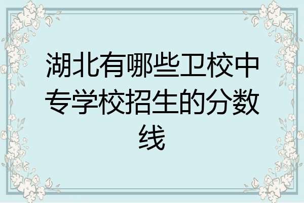 湖北有哪些卫校中专学校招生的分数线