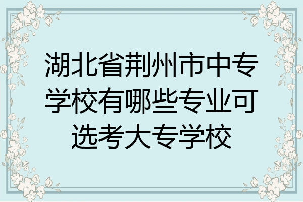 湖北省荆州市中专学校有哪些专业可选考大专学校